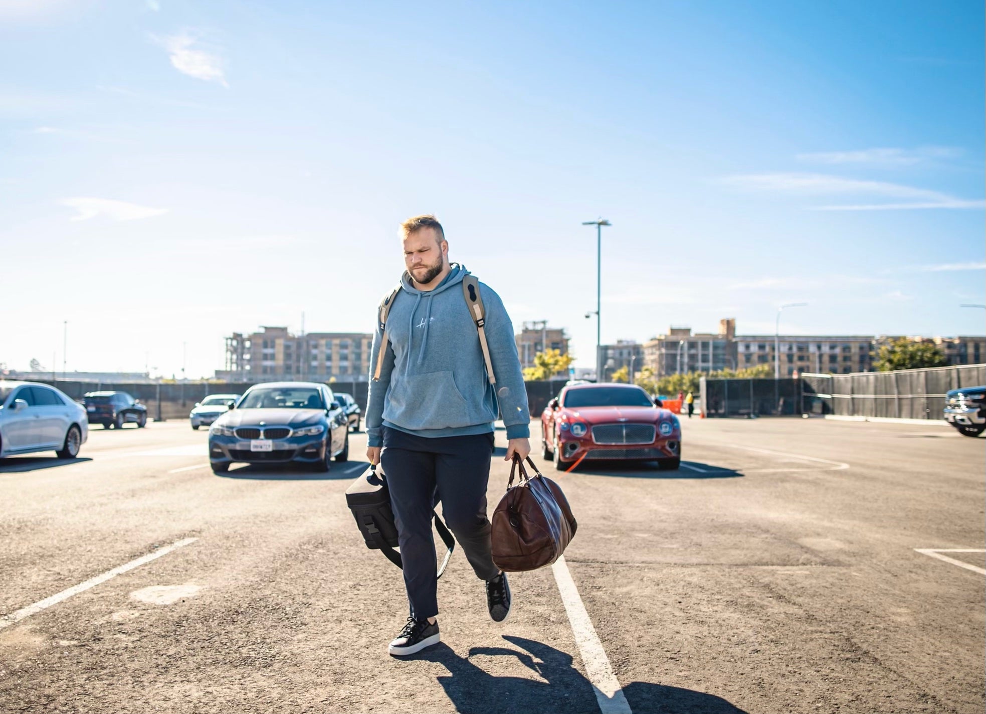 Brian Allen wearing the Hoss Fleece Hoodie