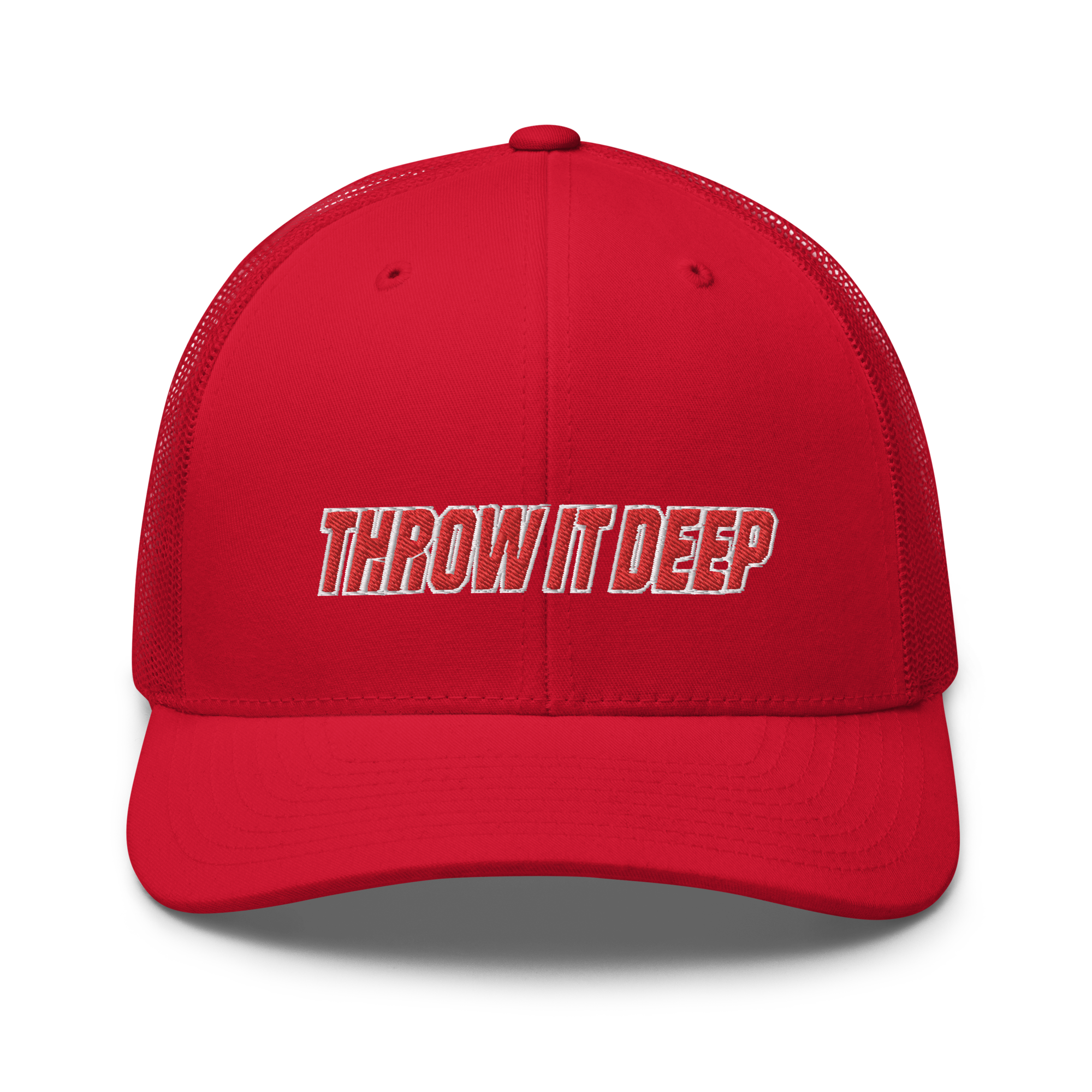 Throw It Deep Trucker Hat (Red)