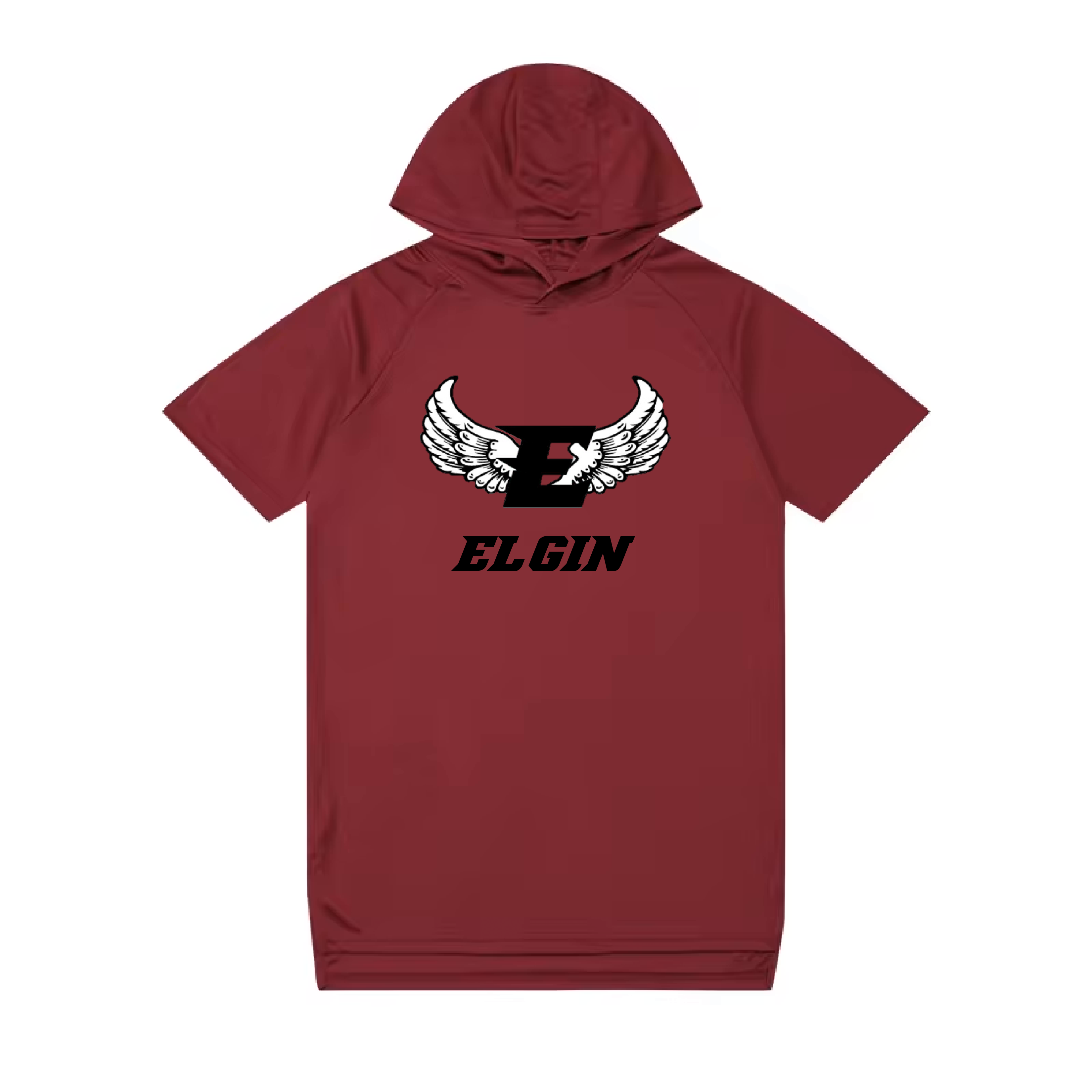 Elgin Track & Field Short Sleeve Hoodie - Maroon