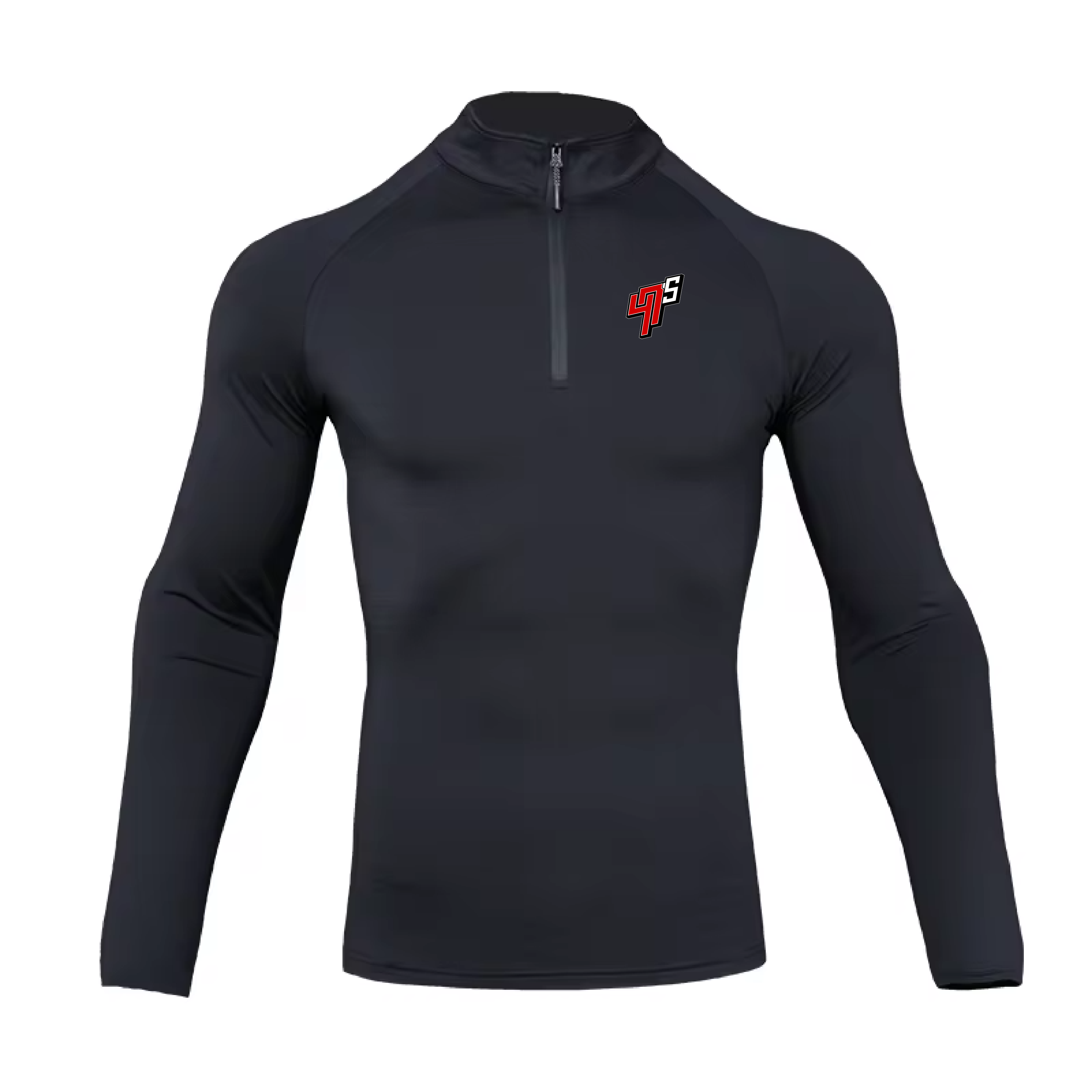 Huntley White H Quarter Zip Black