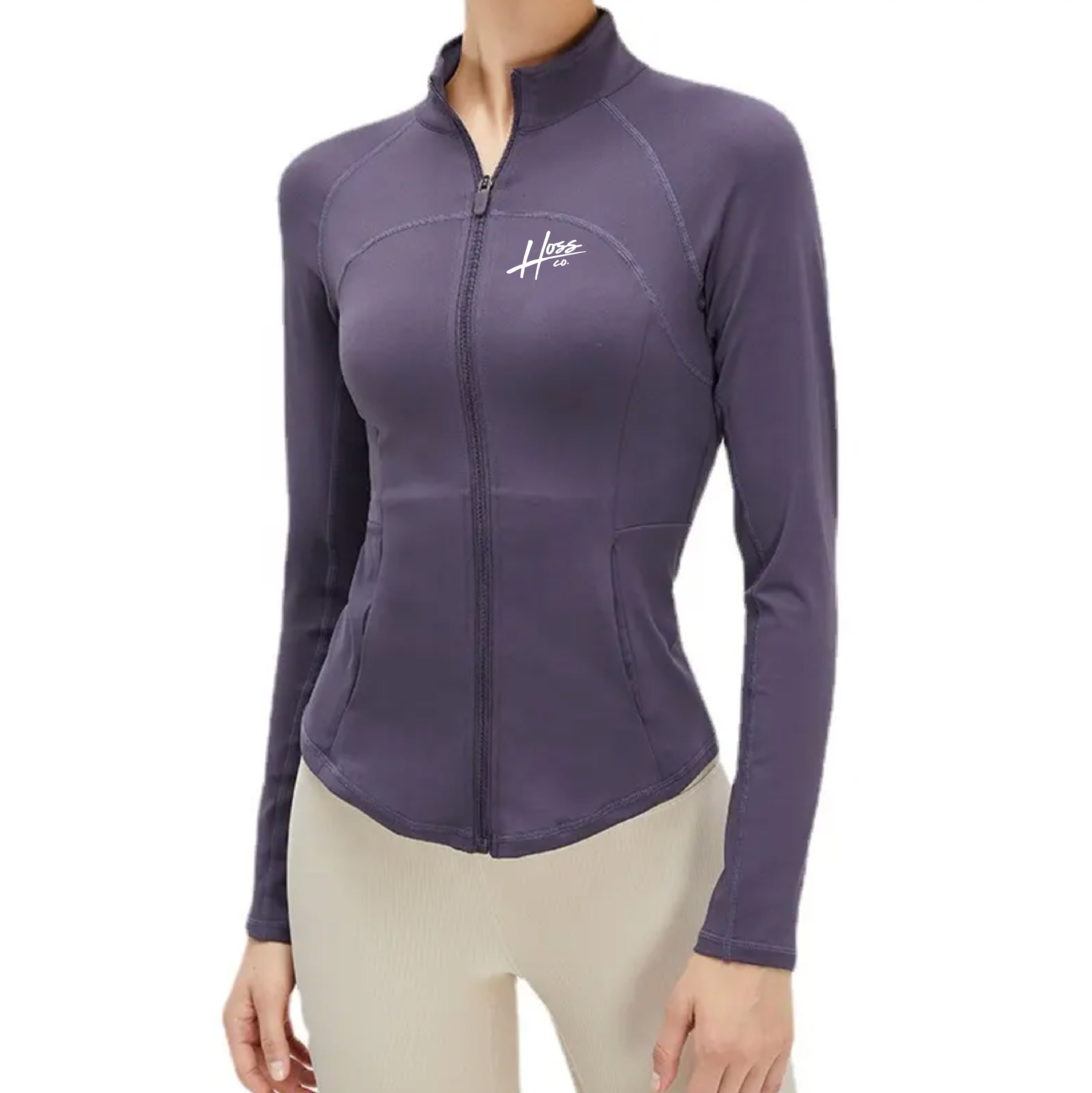 Ladies Full Zip Fitness Jacket - Purple Grey