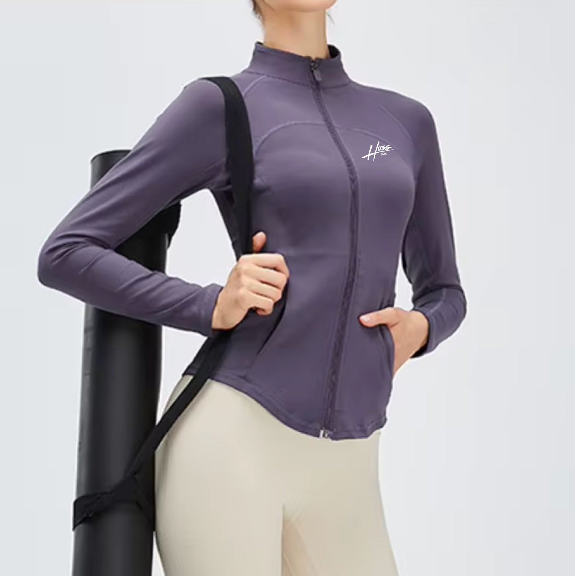 Ladies Full Zip Fitness Jacket - Purple Grey