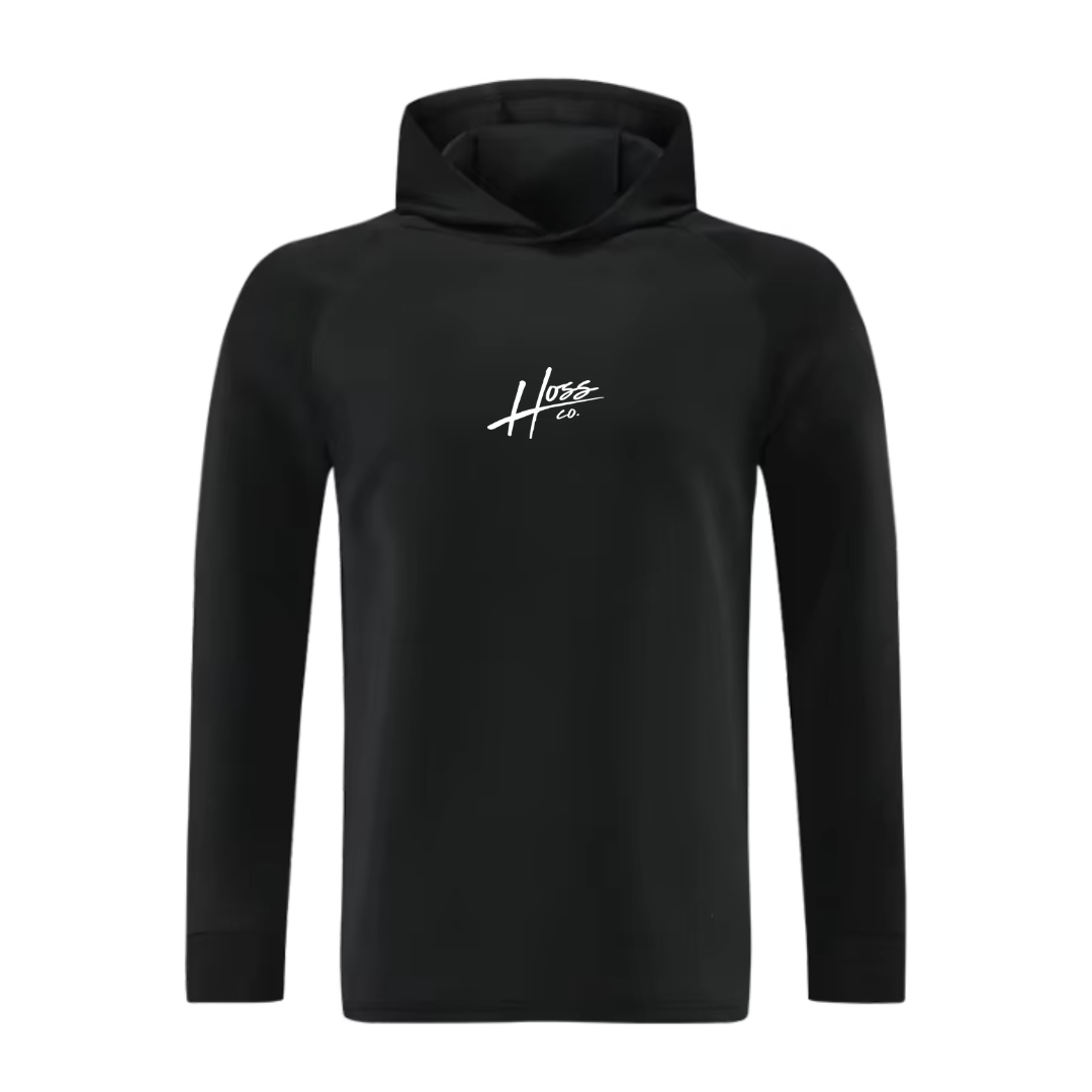 Long Sleeve Athletic Hooded Shirt (Black)